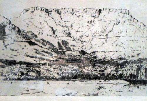 Tinus de Jong - Etching - Table mountain - A stunning investment piece! Bid now